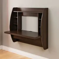 Floating Contemporary 8-Shelf Wall-Mounted Desk - Espresso Brown
