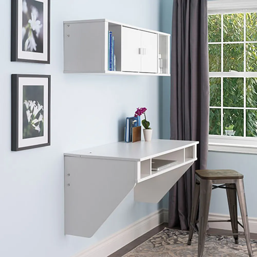 Contemporary Floating Desk - White