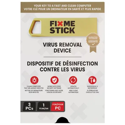 FixMeStick Virus Removal Device (PC) - 3 Devices - 1 Year