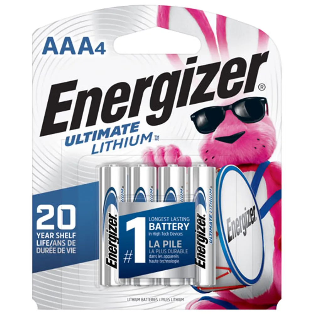 Energizer Ultimate Lithium AAA 1.5V Batteries (L92BP4) - 4-Pack