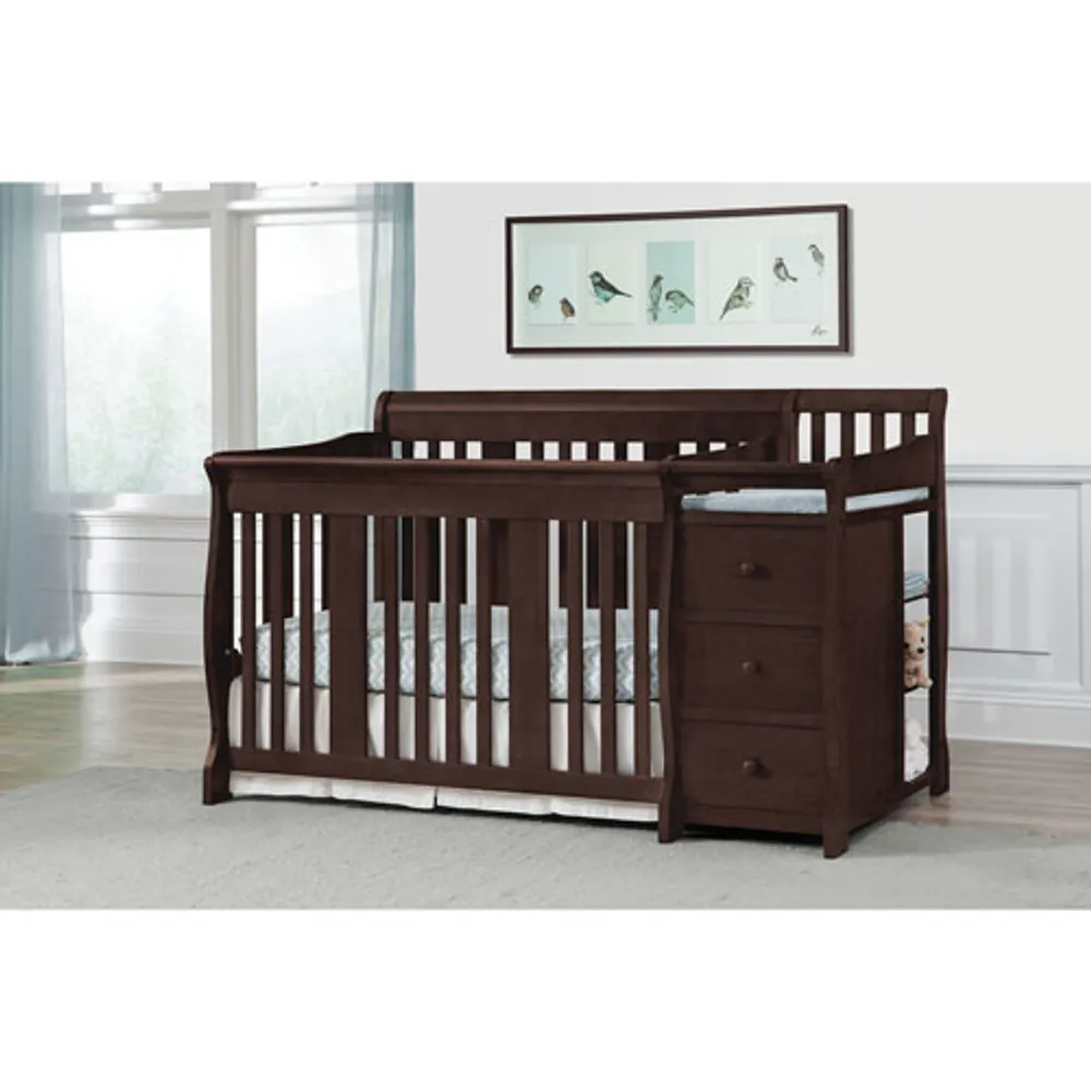 Storkcraft Portofino 4-In-1 Fixed Side Convertible Crib Changer-Espresso