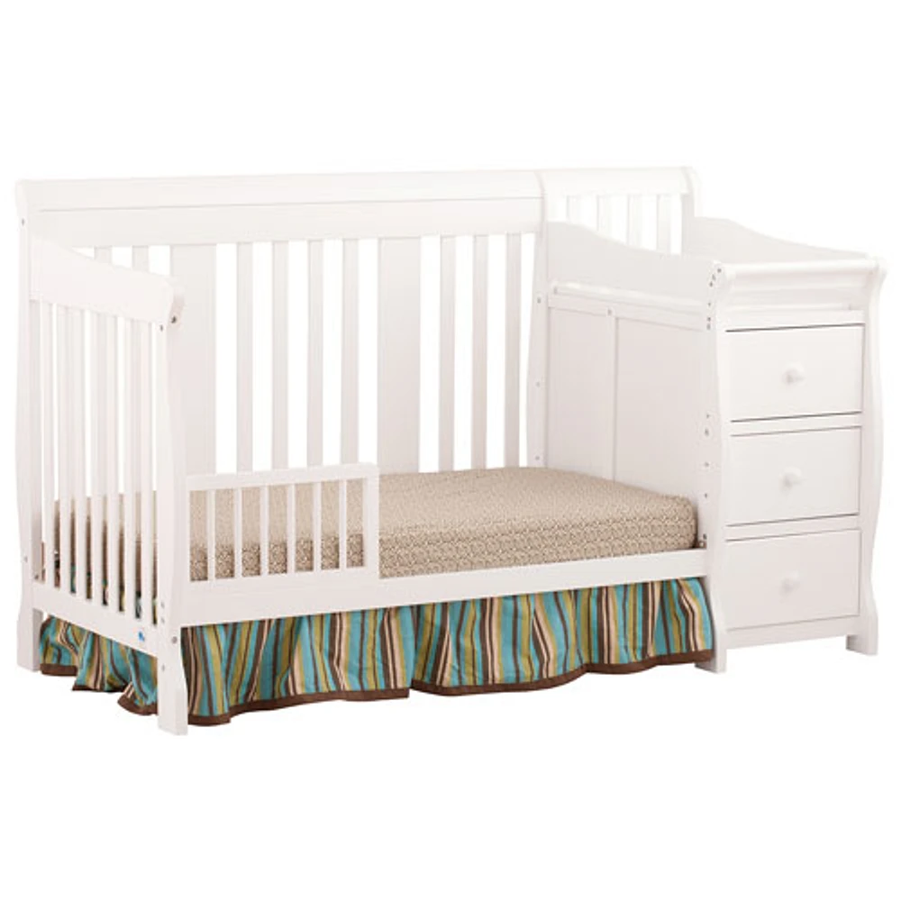 Lit de bébé/table à langer 4-en-1 côté fixe Portofino de Storkcraft - Blanc