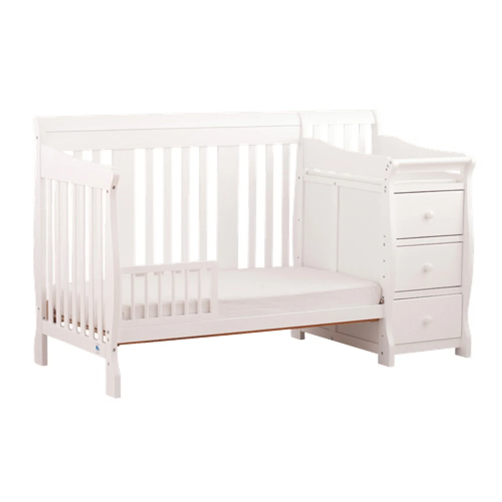 Lit de bébé/table à langer 4-en-1 côté fixe Portofino de Storkcraft - Blanc