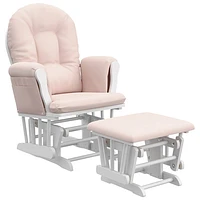 Storkcraft Hoop Glider and Ottoman Set - White/Pink