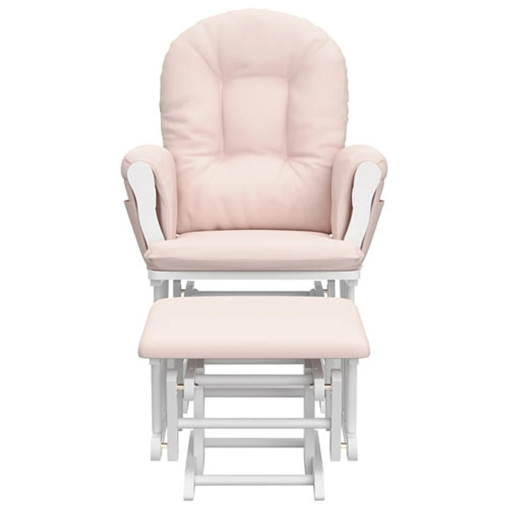 Storkcraft Hoop Glider and Ottoman Set - White/Pink