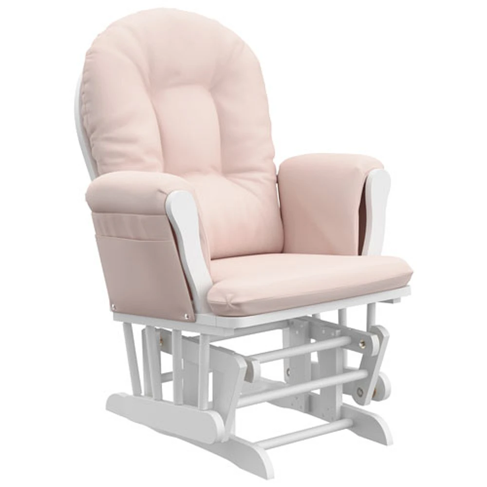 Storkcraft Hoop Glider and Ottoman Set - White/Pink