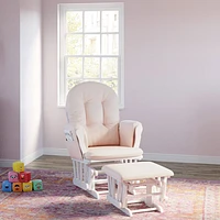 Storkcraft Hoop Glider and Ottoman Set - White/Pink