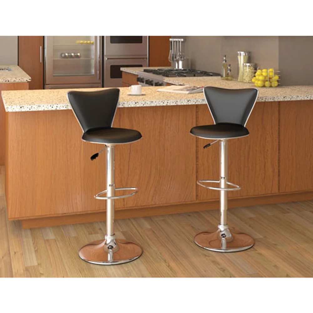 Contemporary Adjustable Height Barstool - Set of 2 - Black