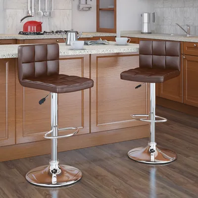 Contemporary Adjustable Height Barstool - Set of 2