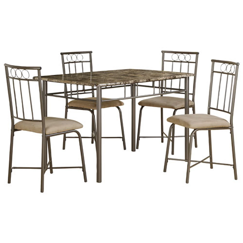 Transitional 5-Piece Dining Set - Bronze/ Espresso Brown