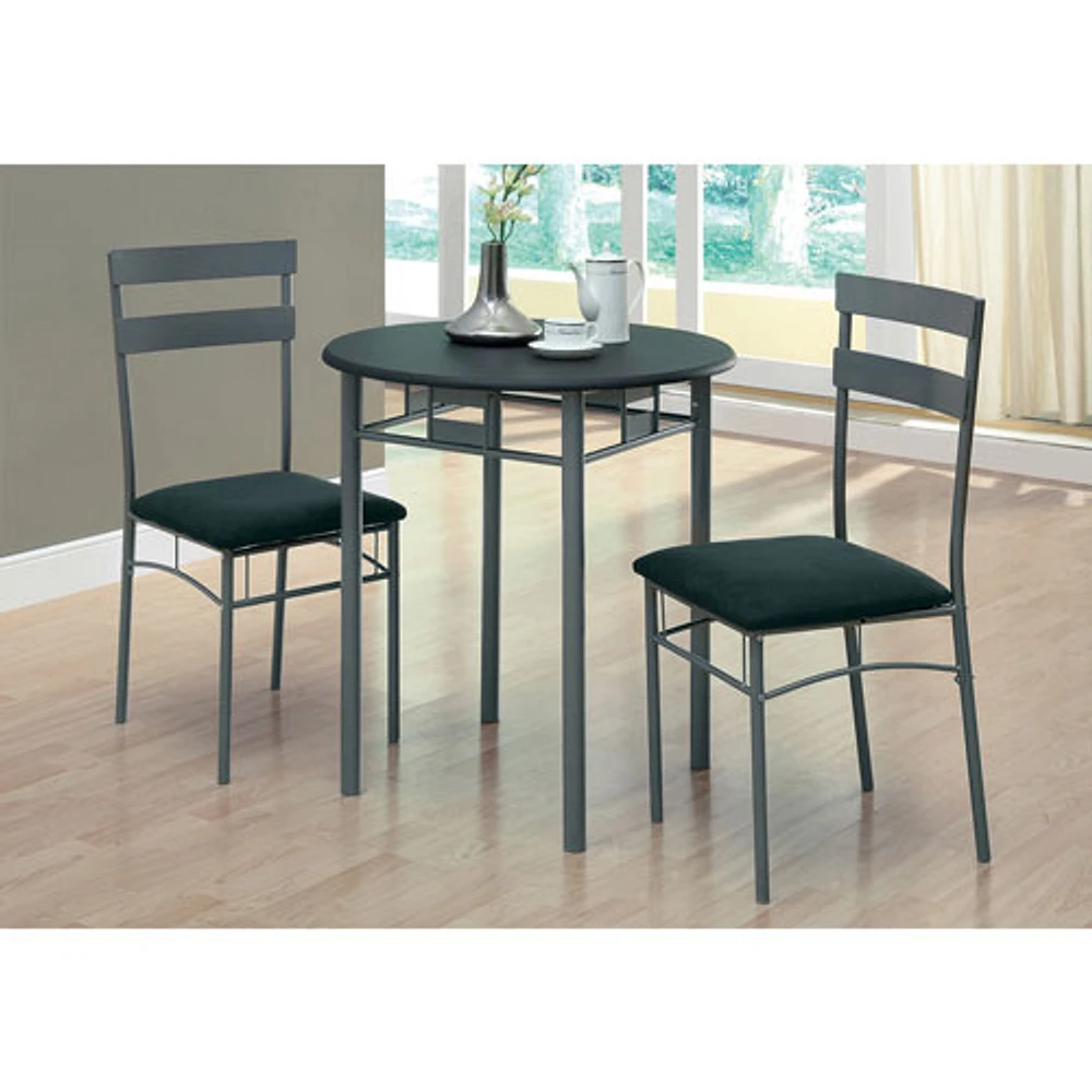 Transitional 3-Piece Bistro Set - Black / Silver