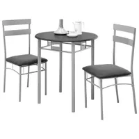 Transitional 3-Piece Bistro Set - Black / Silver