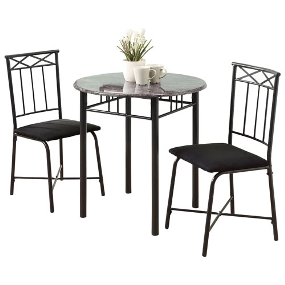 Transitional 3-Piece Bistro Set - Grey/ Charcoal