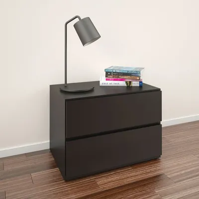 Avenue Contemporary 2-Drawer Nightstand - Black