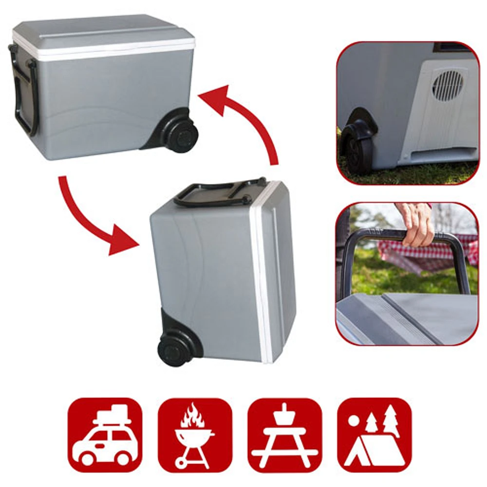 Koolatron 12V Wheeled Electric Cooler/Warmer 34L (36 Qt) - Grey