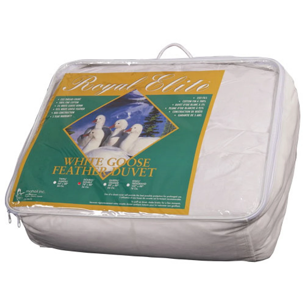 Couette en plumes d'oie contexture 233 collection Royal Elite de Maholi - Lit simple - Blanc
