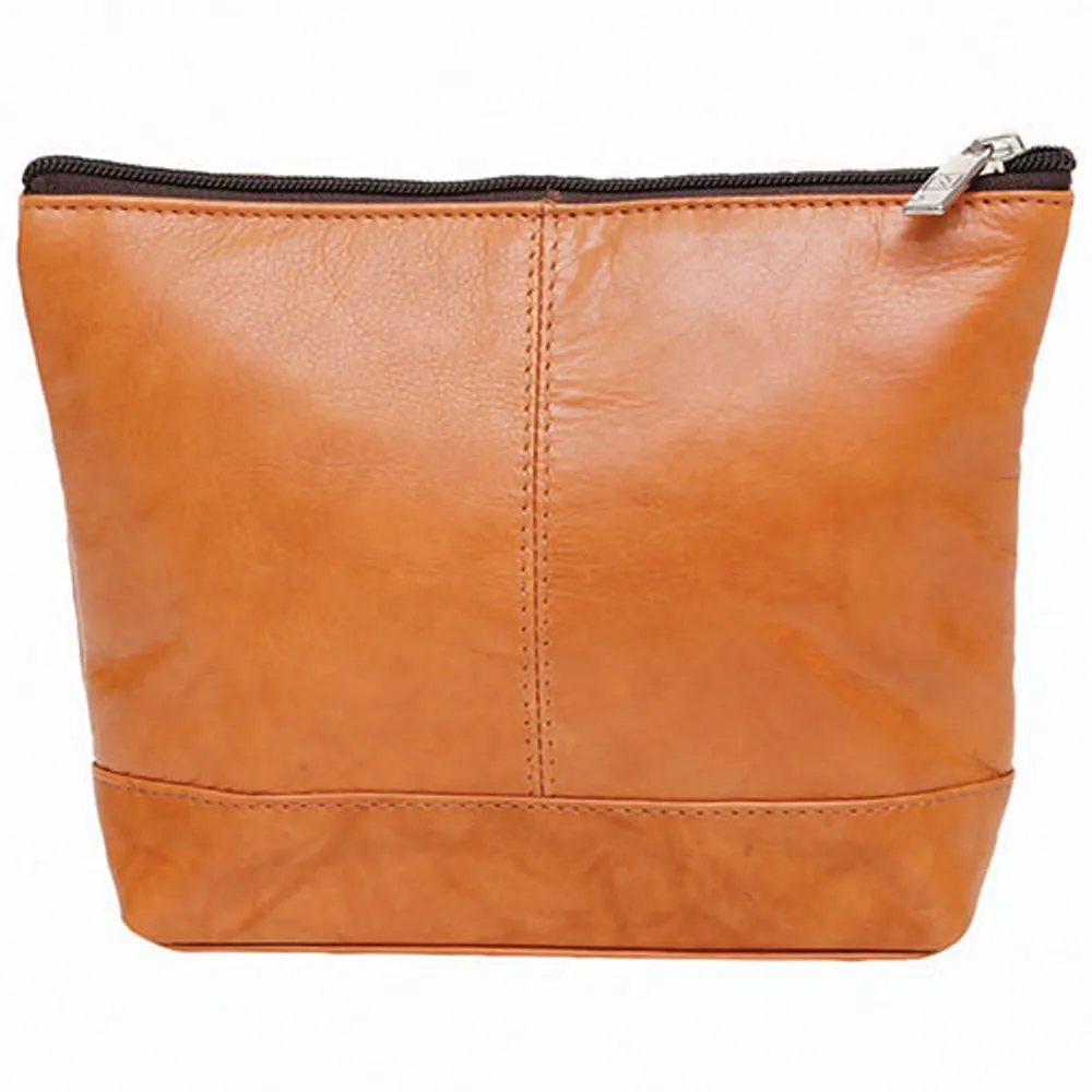 Ashlin Top Zippered Cosmetic Bag - Medium - Camel Brown