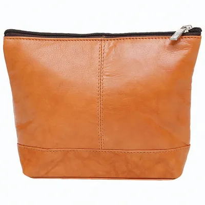 Ashlin Top Zippered Cosmetic Bag - Medium - Camel Brown