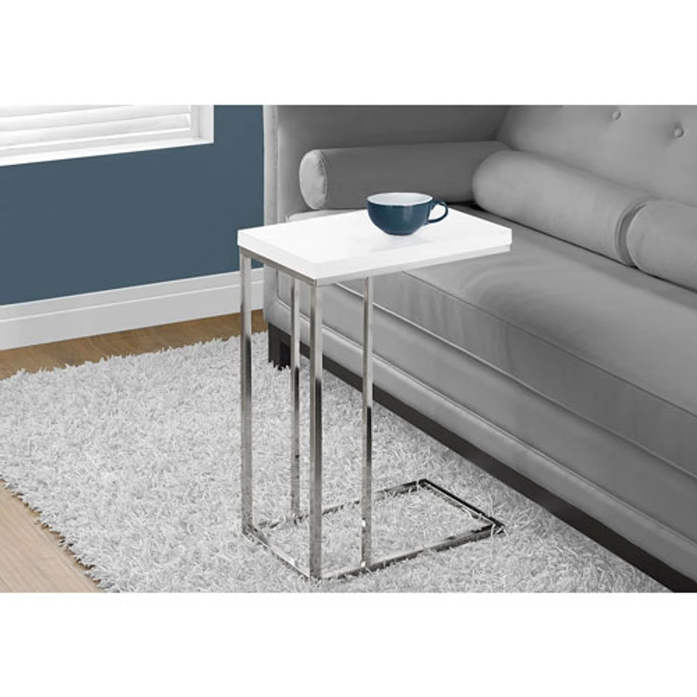 Rectangular Accent Table - White/Chrome