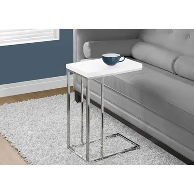 Rectangular Accent Table - White/Chrome