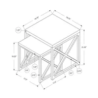 2-Piece Nesting Table Set - White/Chrome