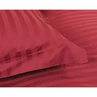 Maholi Damask Stripe Collection 300 Thread Count Egyptian Cotton Duvet Cover Set - King - Ruby