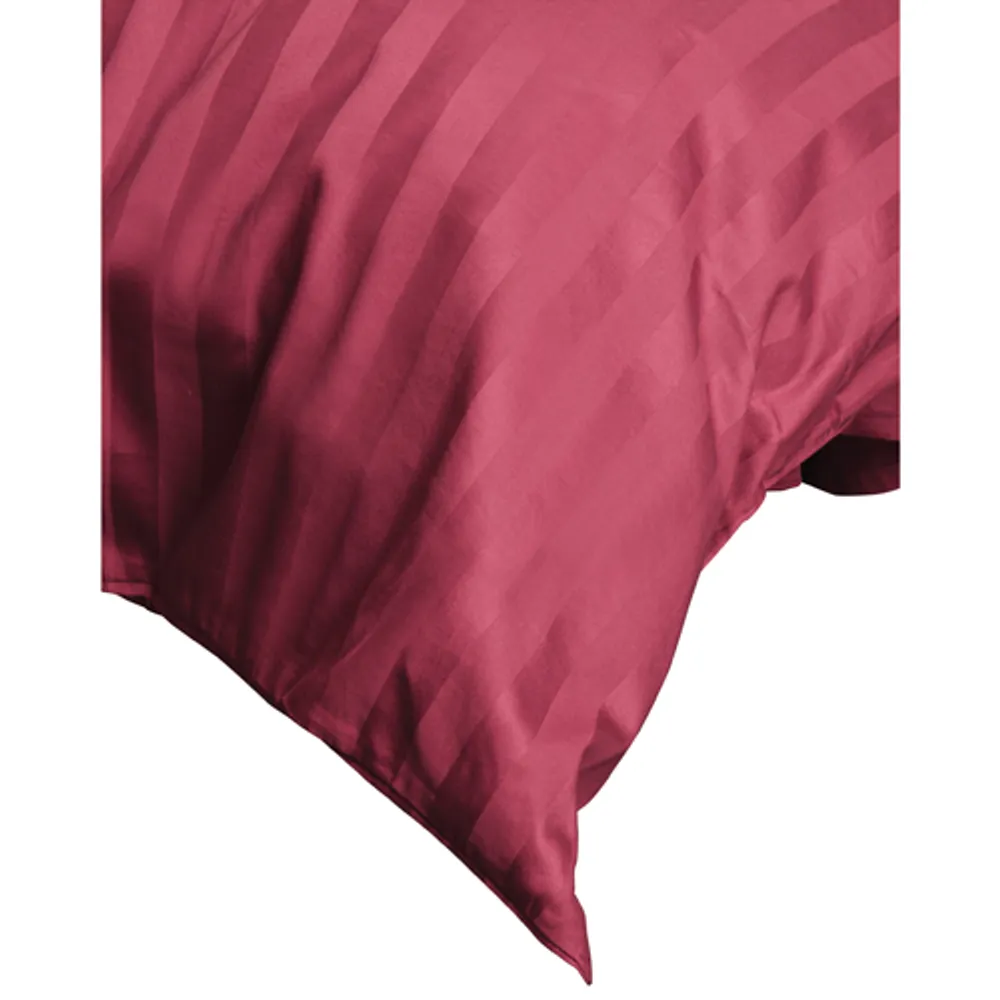 Maholi Damask Stripe Collection 300 Thread Count Egyptian Cotton Duvet Cover Set - King - Ruby