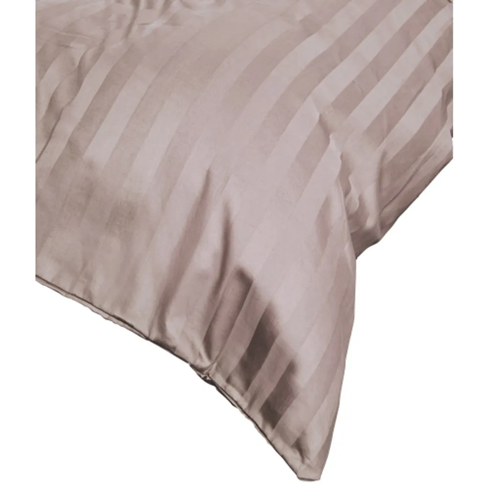 Maholi Damask Stripe Collection 300 Thread Count Egyptian Cotton Duvet Cover Set - Queen - Sand