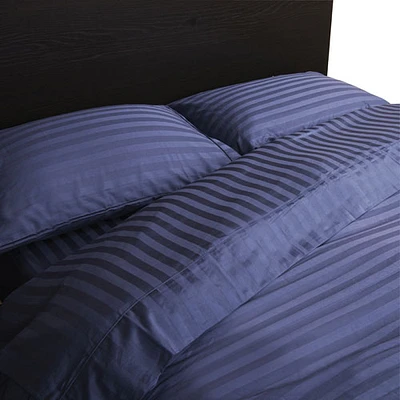 Maholi Damask Stripe Collection 300 Thread Count Egyptian Cotton Sheet Set - King - Navy