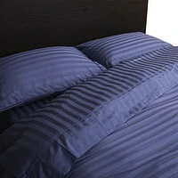 Maholi Damask Stripe Collection 300 Thread Count Egyptian Cotton Sheet Set - King - Navy