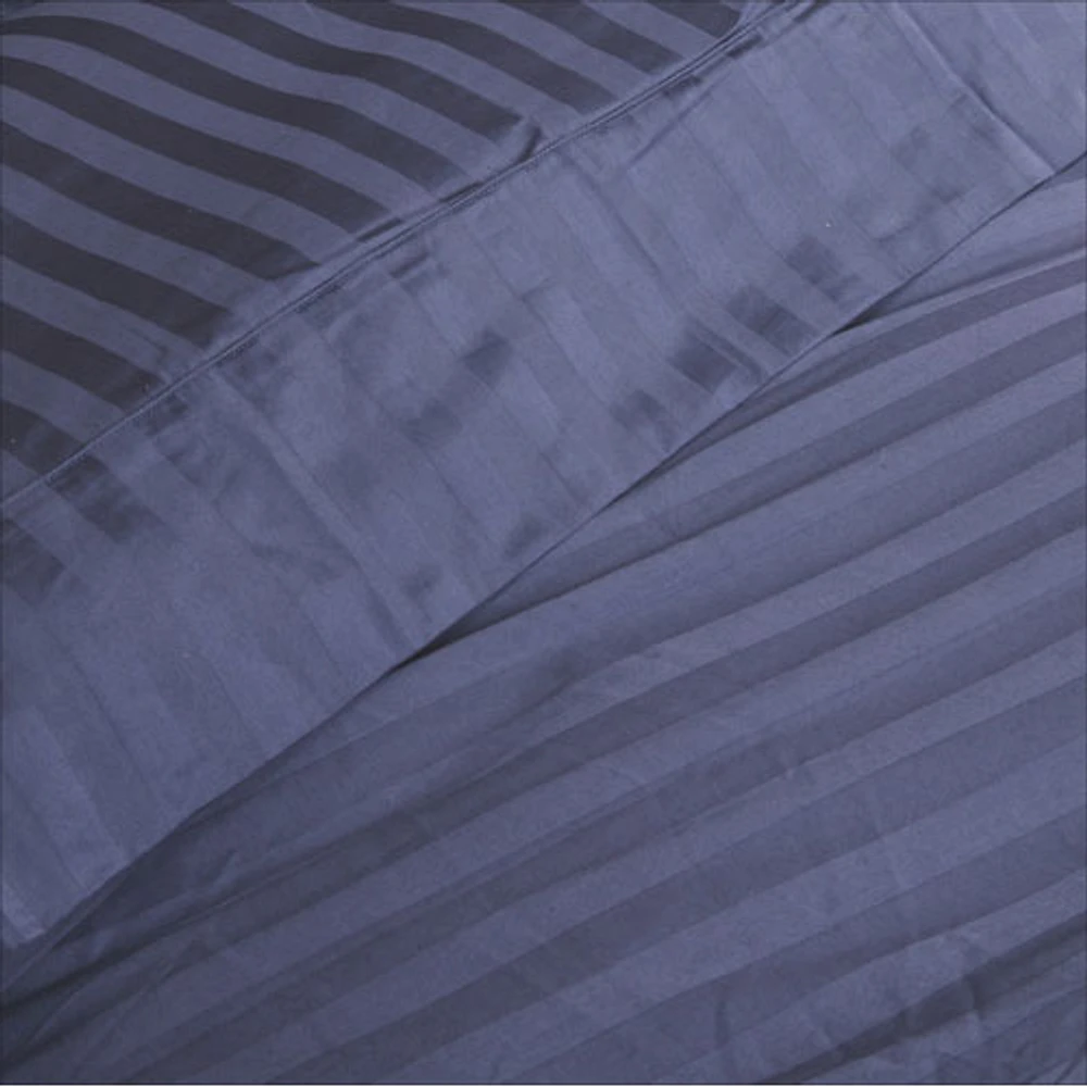 Maholi Damask Stripe Collection 300 Thread Count Egyptian Cotton Sheet Set - King - Navy