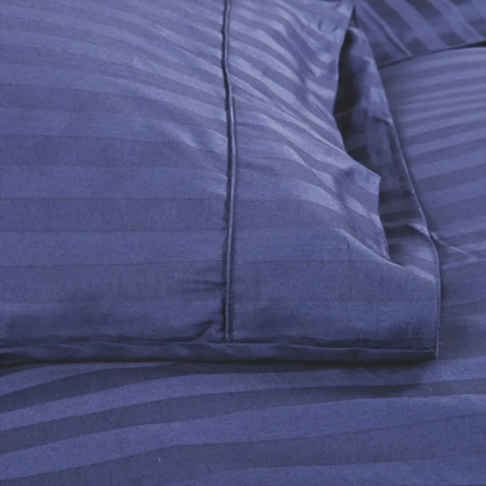 Maholi Damask Stripe Collection 300 Thread Count Egyptian Cotton Sheet Set - King - Navy