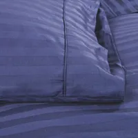Maholi Damask Stripe Collection 300 Thread Count Egyptian Cotton Sheet Set - King - Navy