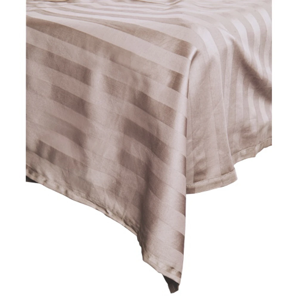 Ensemble de draps en coton égyptien contexture 300 Damask Stripe de Maholi - Très grand lit - Sable