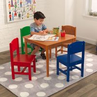 KidKraft Nantucket Table & 4-Chair Set - Honey / Primary Colours