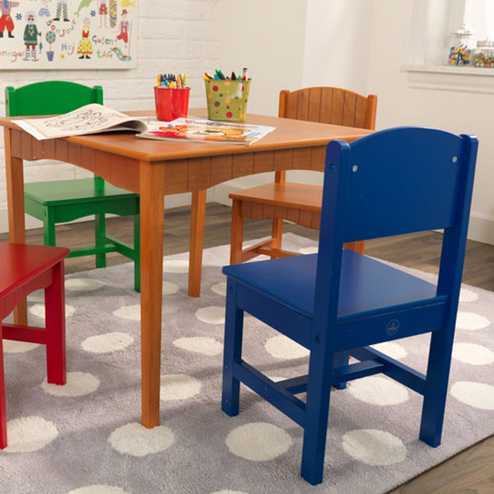 KidKraft Nantucket Table & 4-Chair Set - Honey / Primary Colours