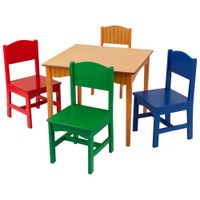 KidKraft Nantucket Table & 4-Chair Set - Honey / Primary Colours