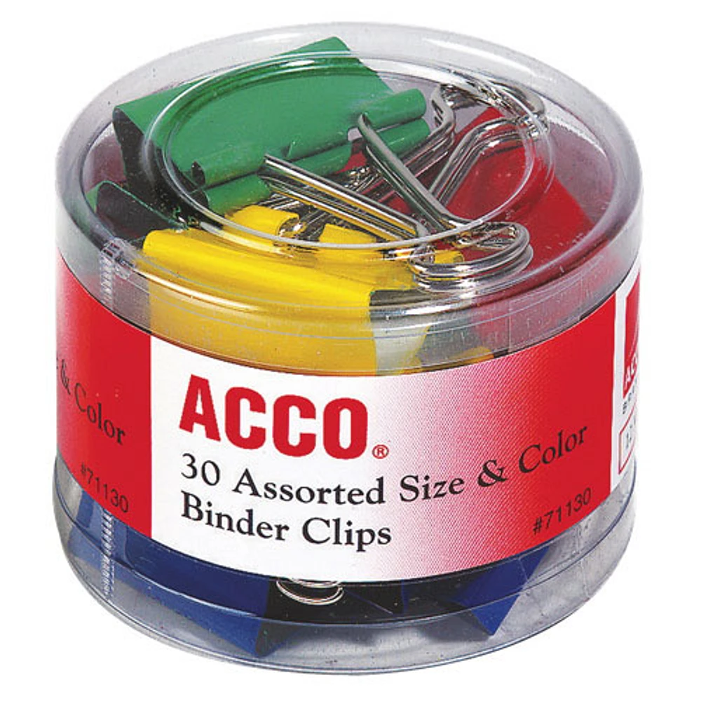 Acco 30-Piece Assorted Binder Clips (ACC71130) - 30 Pack