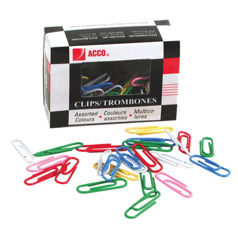 Acco Assorted Vinyl Coated Paper Clips (ACC72524) - 500 Pack