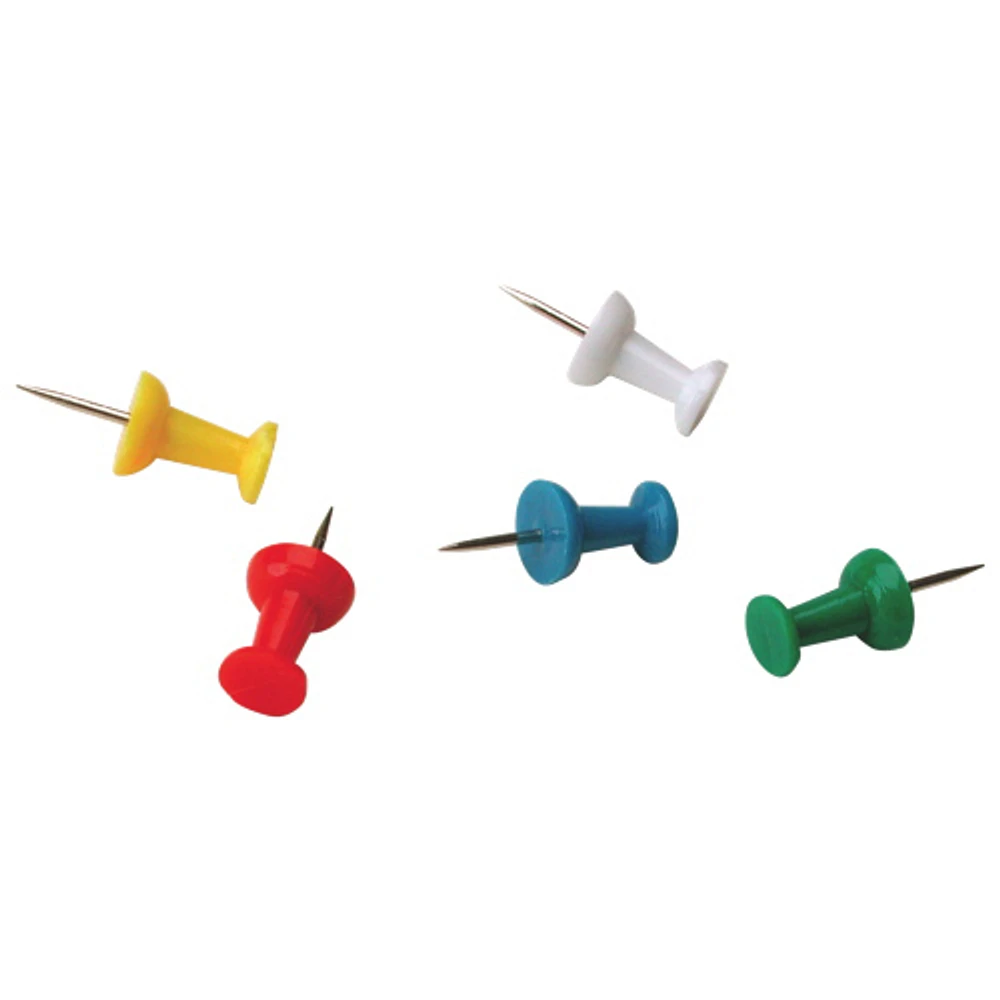 Acco Push Pins (ACC71605) - 100 Pack - Assorted Colours