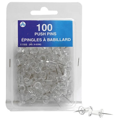 Acme United Half Inch Push Pins (ACM11165) - 100 Pack - Clear