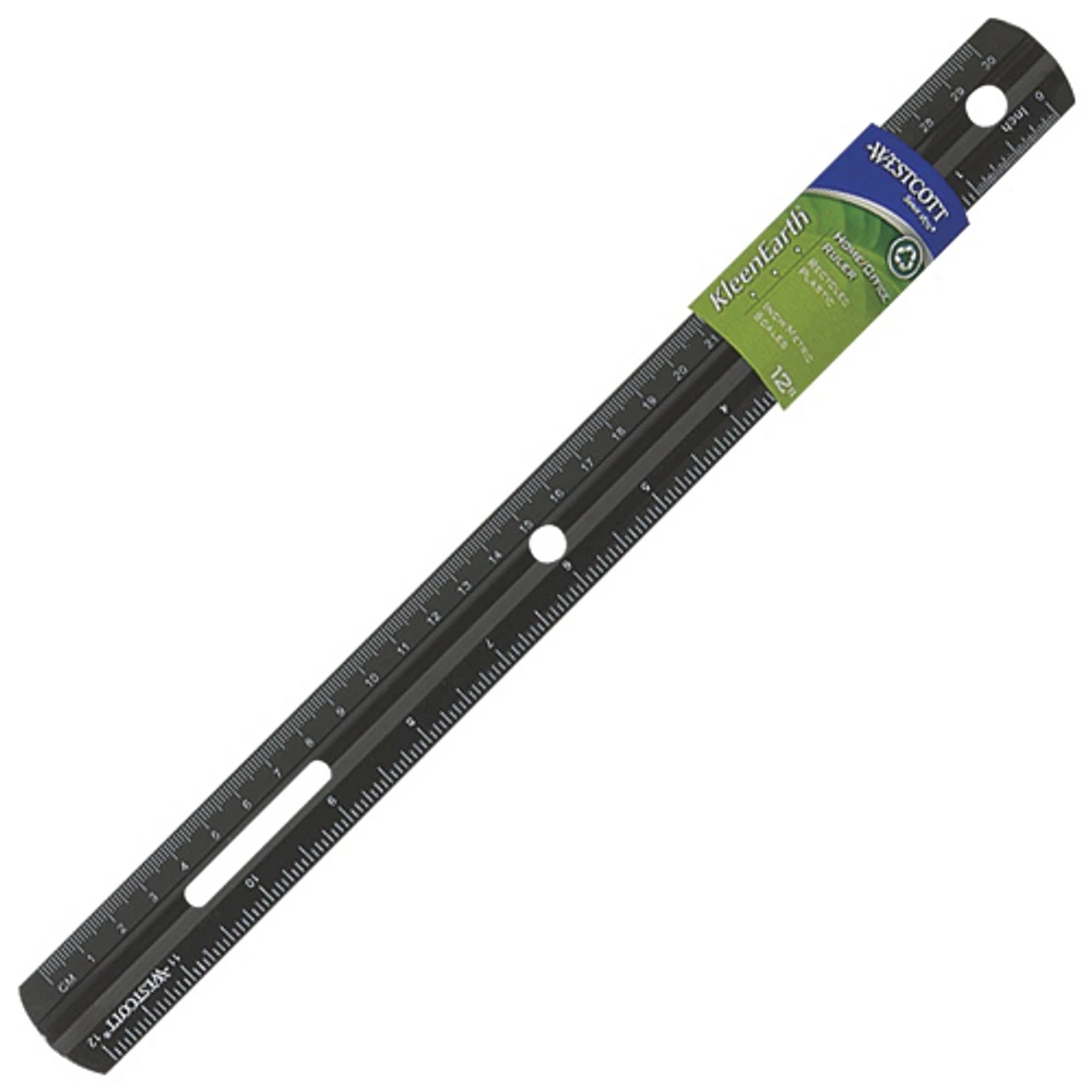 Acme United Westcott KleenEarth Recycled Plastic Ruler (ACM41015) - Black