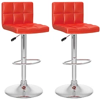 Contemporary Adjustable Height Barstool - Set of 2 - Red