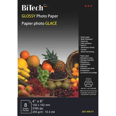 BiTech 8-Sheet 4" x 6" Glossy Photo Paper