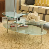 Mariner Glass Oval Coffee Table - Silver