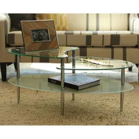 Mariner Glass Oval Coffee Table - Silver