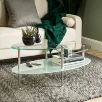 Mariner Glass Oval Coffee Table - Silver