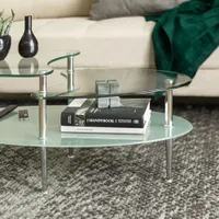 Mariner Glass Oval Coffee Table - Silver