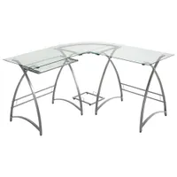 Contemporary Corner Computer Desk - Silver