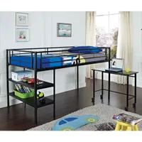 Winmoor Home Contemporary Loft Bed Frame With Desk - Twin - Black